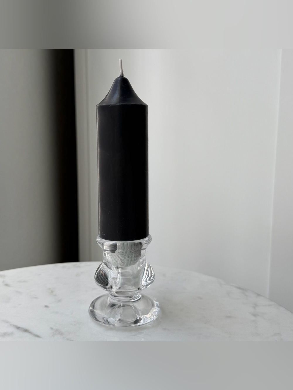 Black Candle Stick with Glass Candle Stick Holder from Hobby Lobby